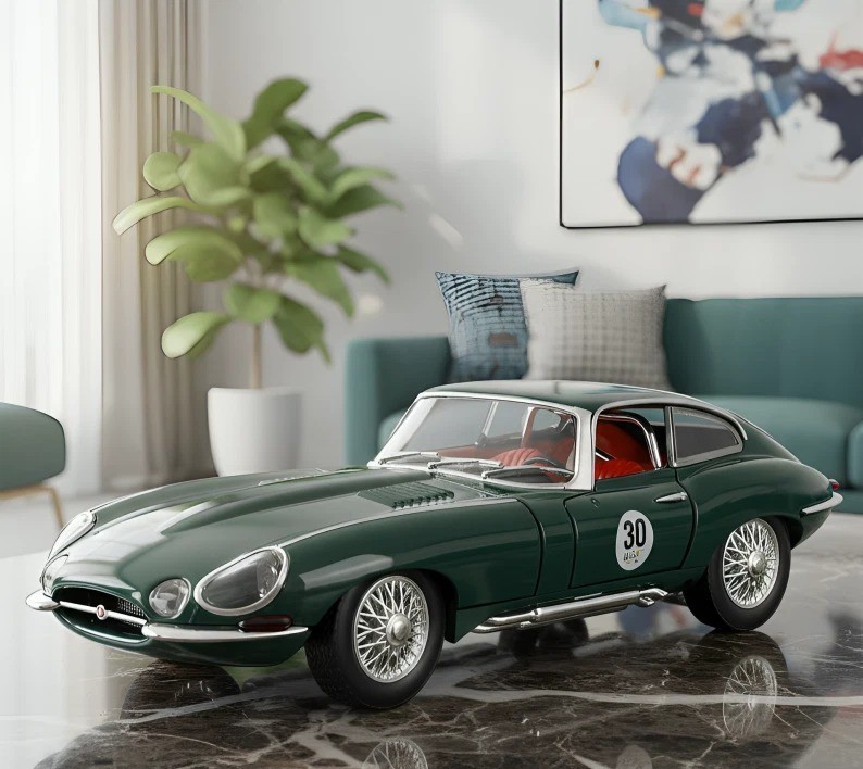 1:24 Jaguar E-Type 1961 Diecast Model Car Black w/Sound Light Alloy Toy Gift