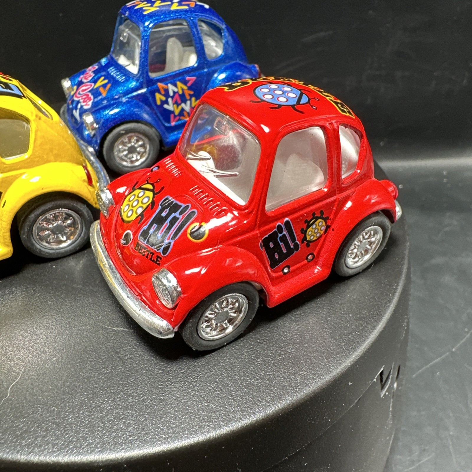 Vintage 1992 KinToy Pull Back Die Cast Metal Volkswagen Car Beetle Models Lot 3