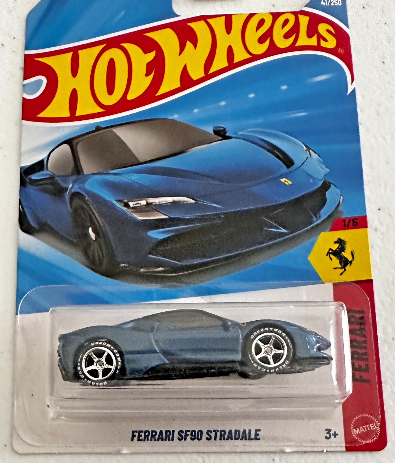 2026 Hot Wheels Basic Series Ferrari SF90 Stradale Rubber Tire Wheel Swap Carded