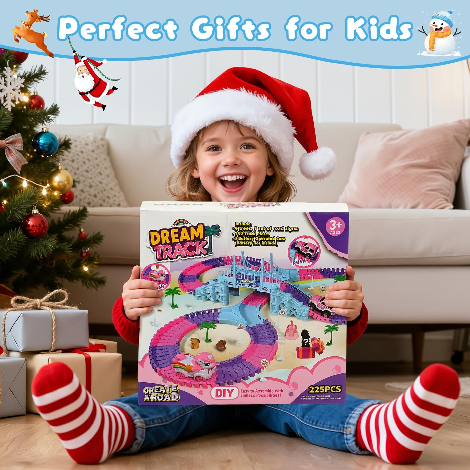 Frozen Race Track Toys for Girls Ages 3-8, 224 PCS Princess Castle Car Toys w…