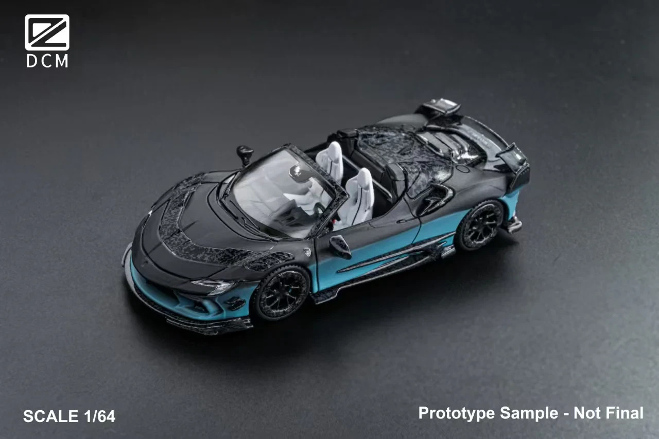 FERRARI MANSORY SF90 F9XX ROADSTER BLACK BLUE GRADIENT 1/64 DIECAST CAR BY DCM