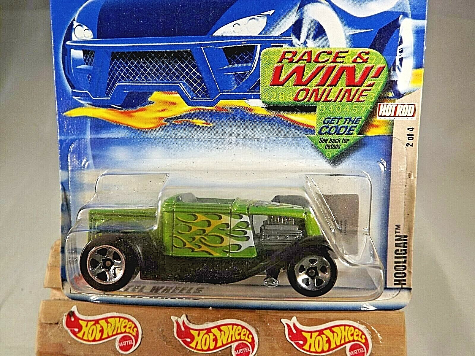 2002 Hot Wheels #108 Hot Rod Magazine Series 2/4 HOOLIGAN Green w/5 Spoke Wheels