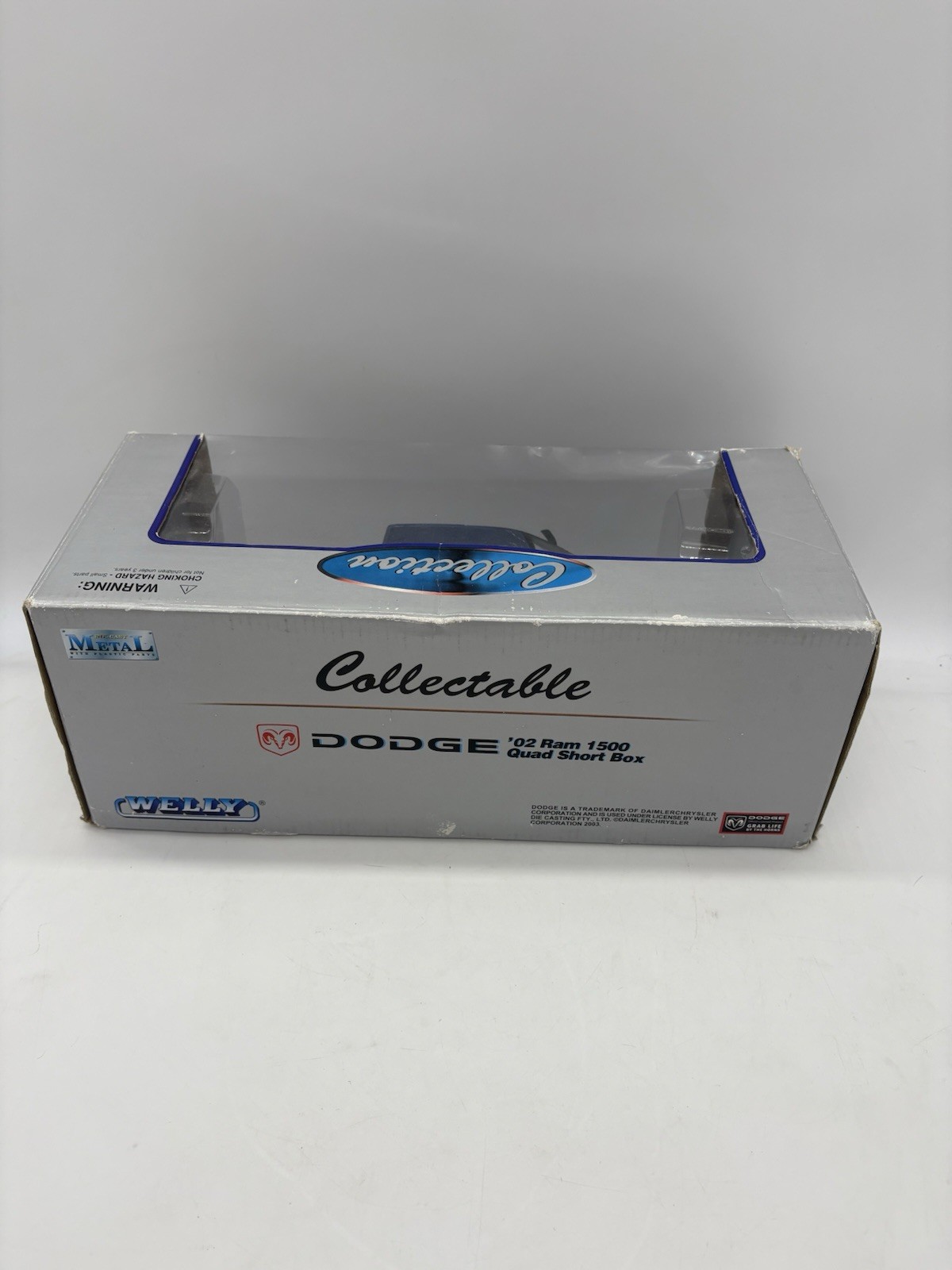 Welly 2002 Dodge Ram 1500 Quad Short Box Diecast Pickup Truck 1:19 W Box – Blue