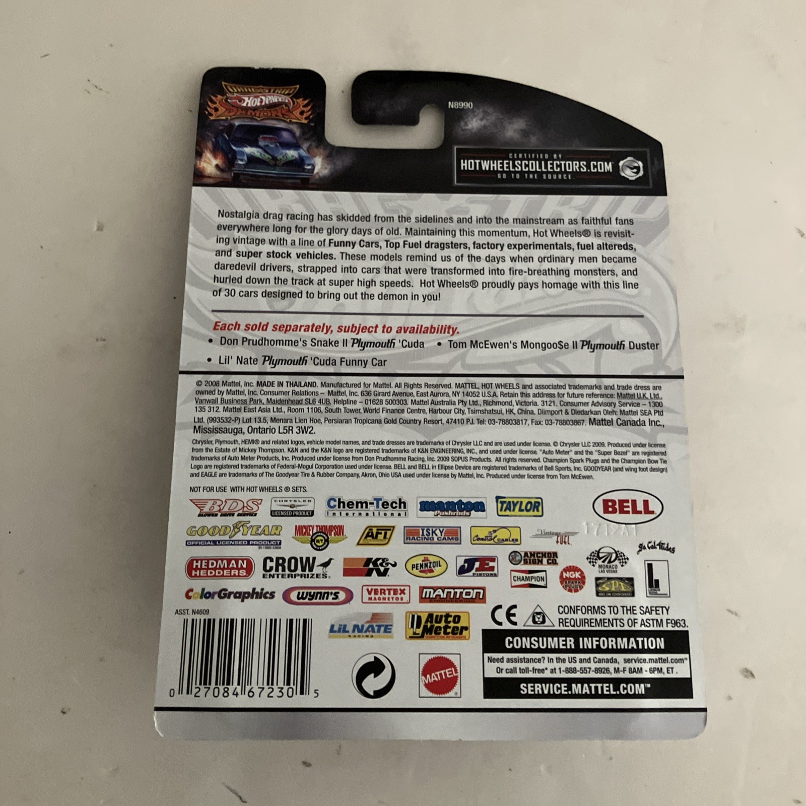 HOT WHEELS Drag Strip Demons Tom McEwen’s Mongoose II Plymouth Duster 28/30