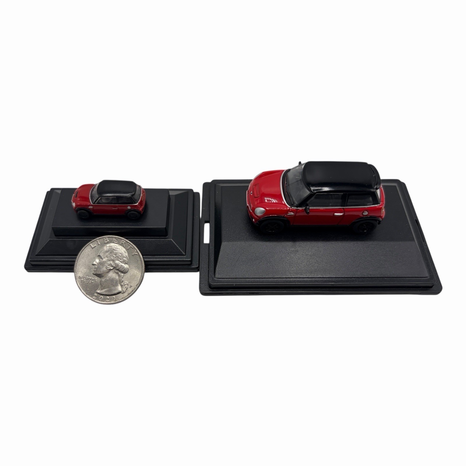 MINI Cooper S Hardtop R56 Chili Red with Black Roof Diecast car Pair of Two
