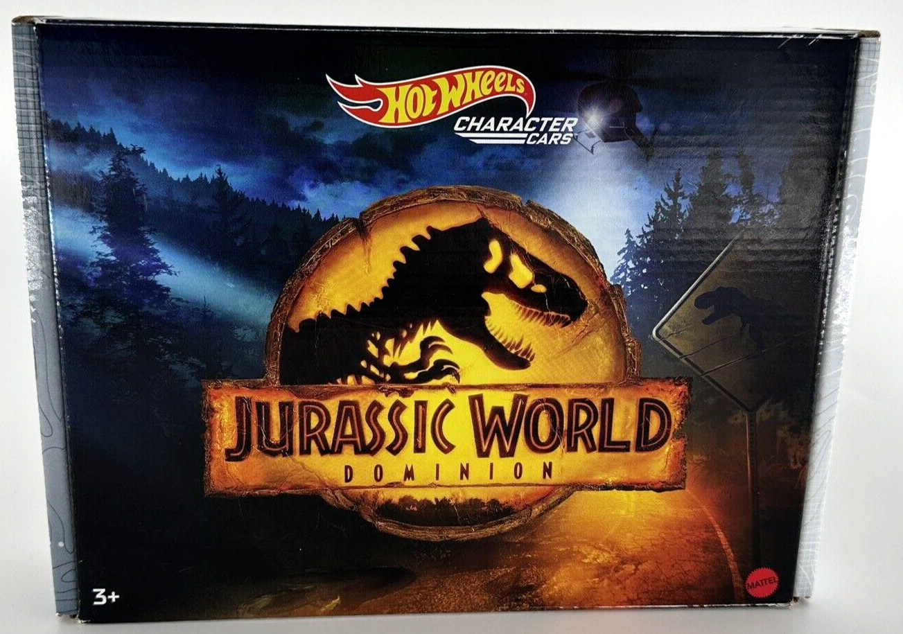 Hot Wheels Jurassic Park Dominion Character Cars 5 Pack Includes blue New Sealed