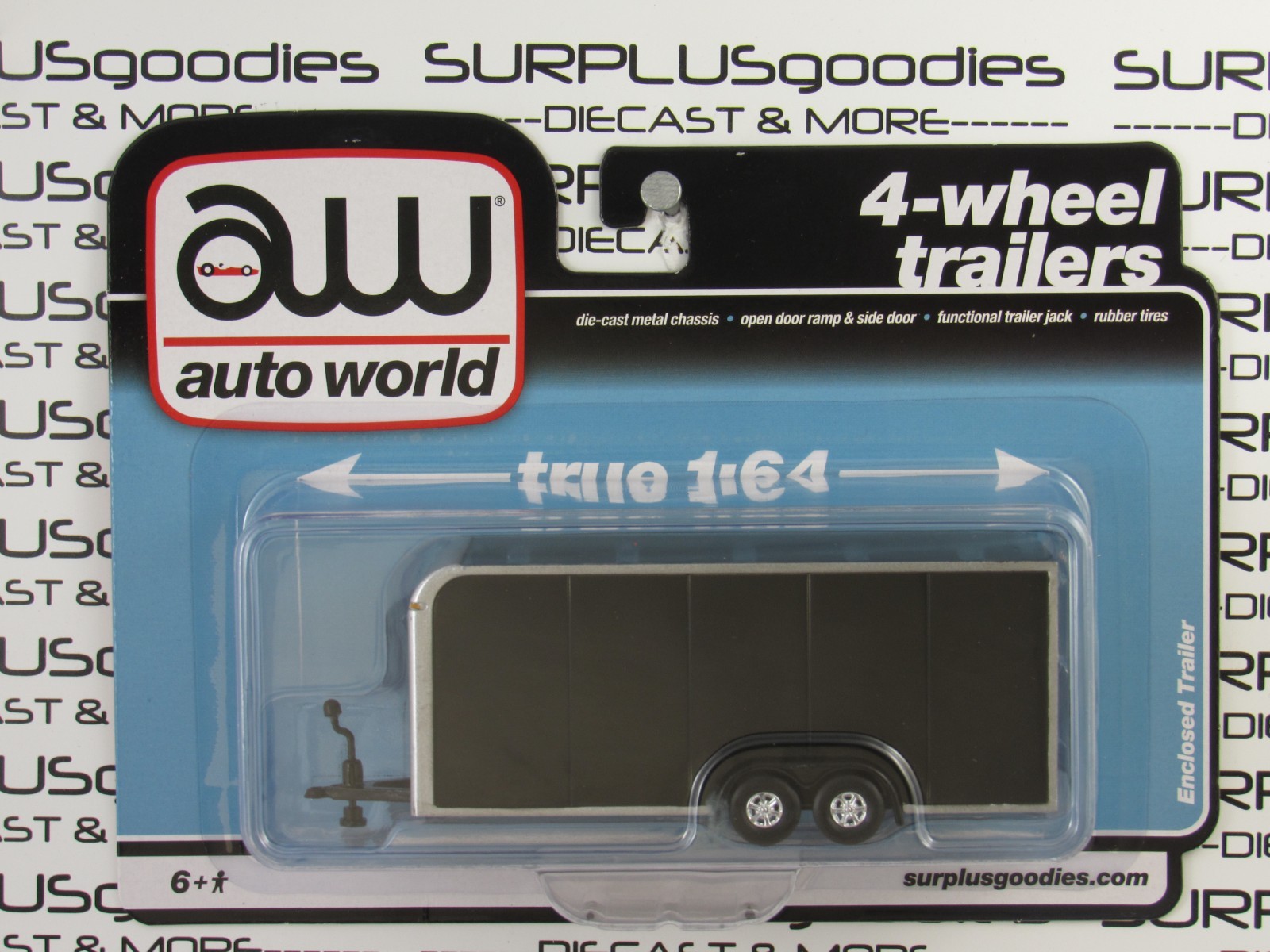 2026 Auto World 1:64 SURPLUSgoodies Exclusive: BLACK Car/Truck ENCLOSED TRAILER