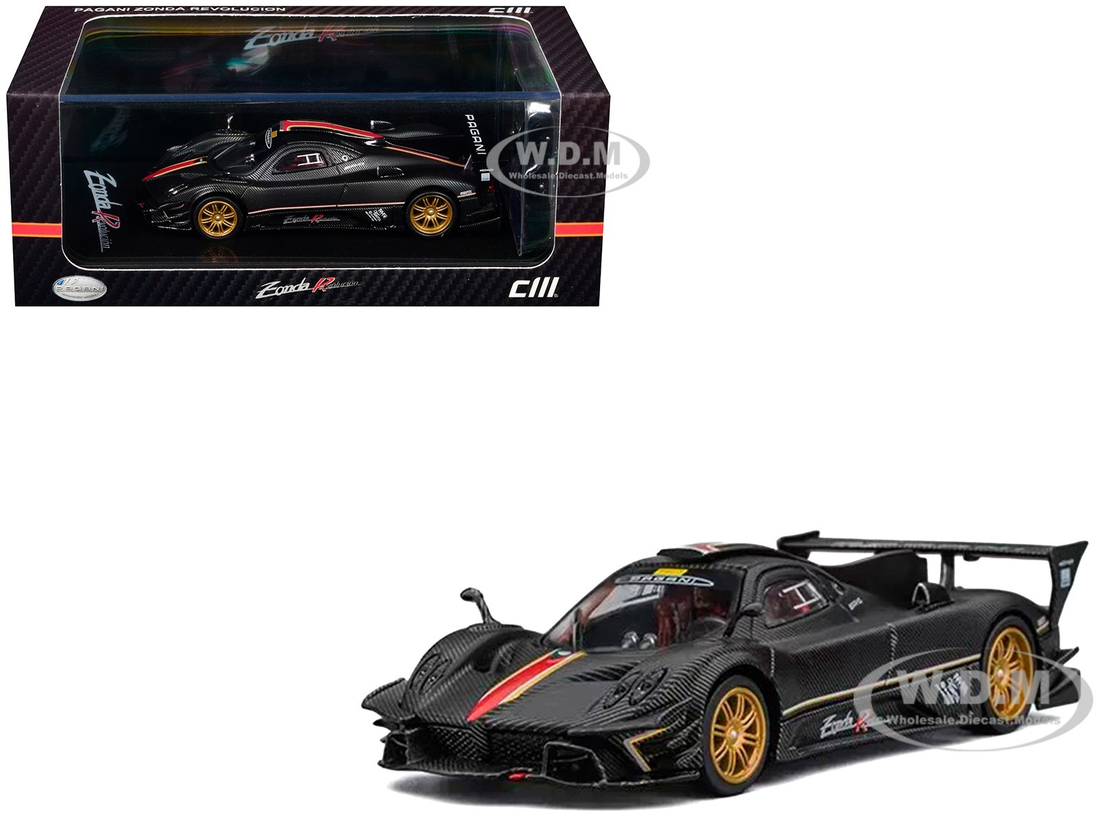 PAGANI ZONDA REVOLUCION CARBON W/EXTRA WHEELS 1/64 CM MODEL CM64-REVOLUCION-12