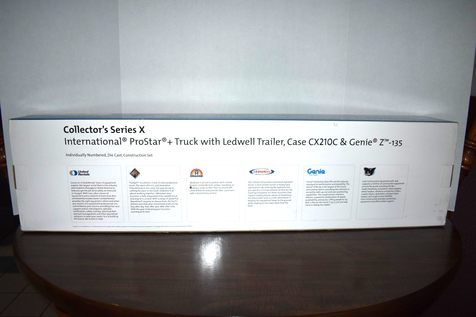 United Rental IH Prostar Semi Tractor- Ledwell Trailer-Case CX210C-Genie Z-135