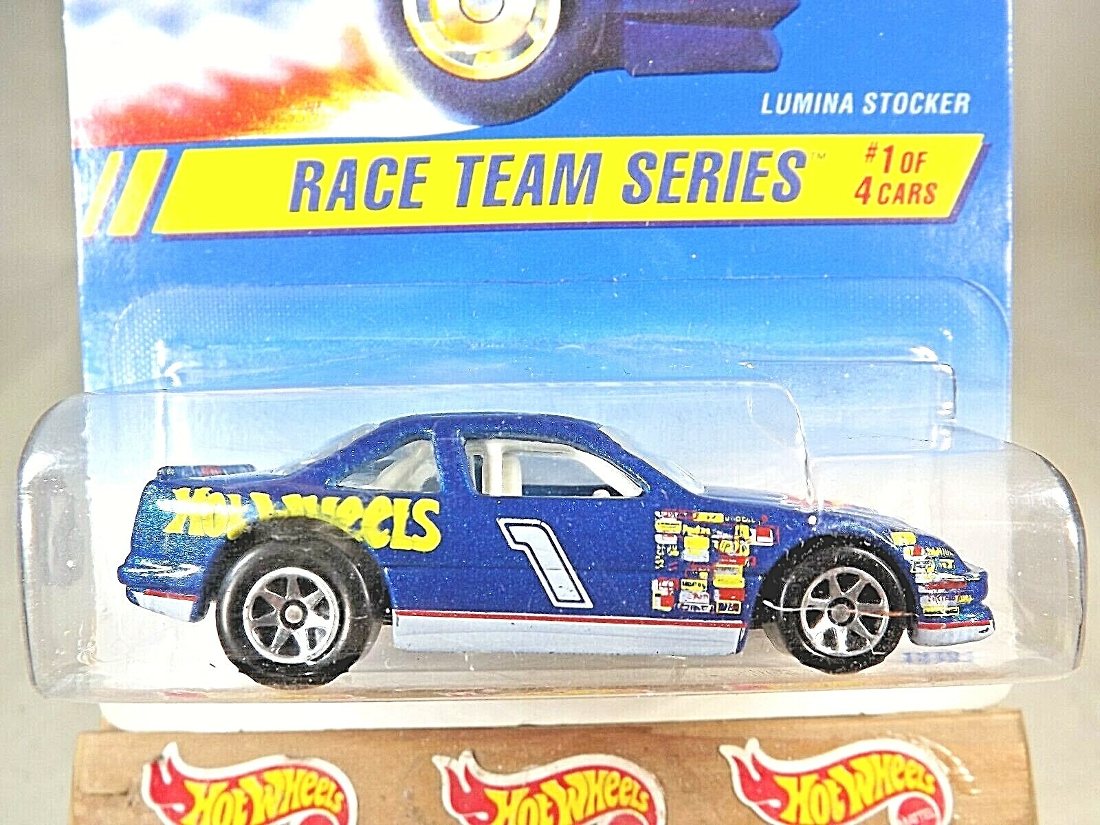 1995 Hot Wheels #275 Race Team Series 1/4 LUMINA STOCKER Blue w/7 Spokes Variant