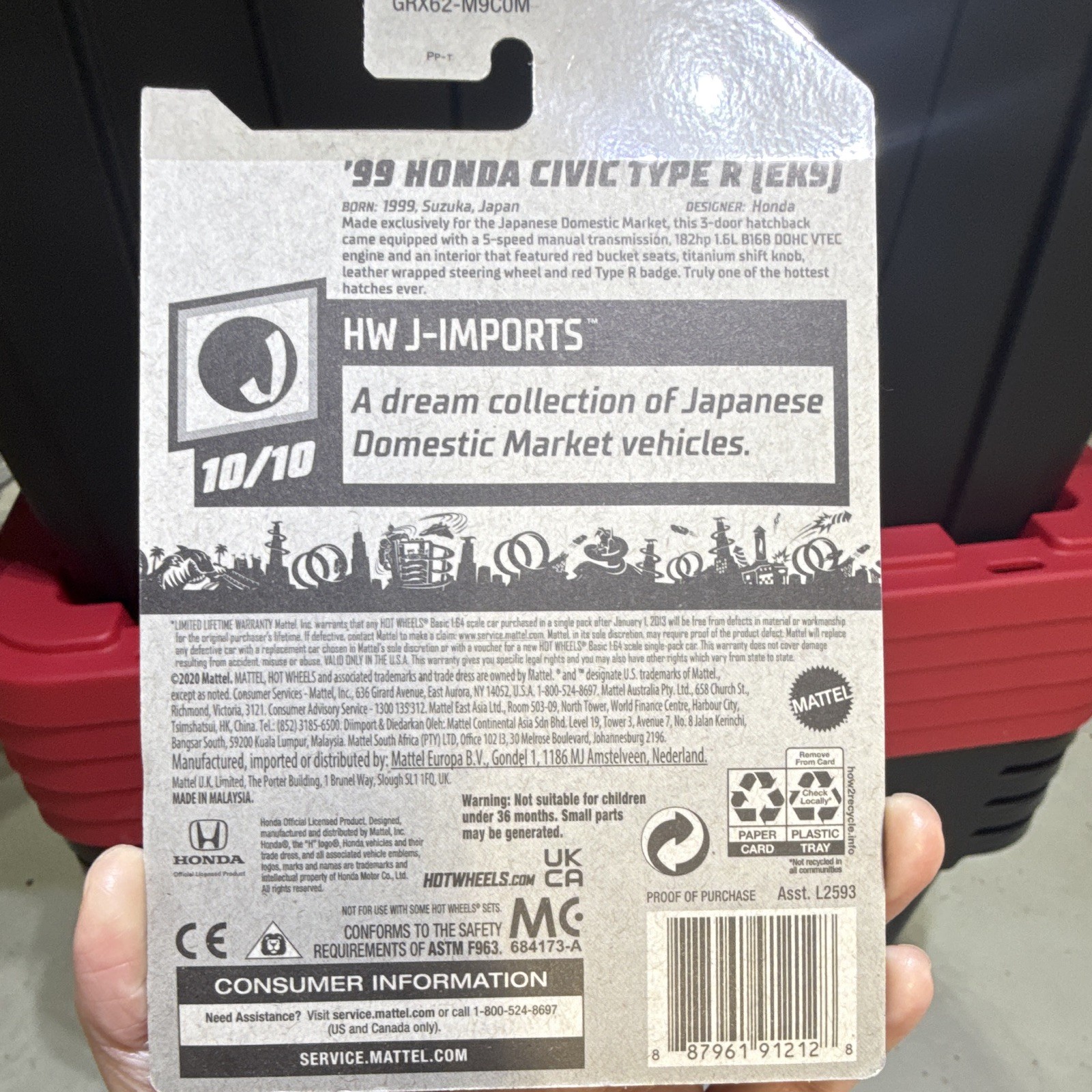 Hot Wheels HW J-Imports 1999 Honda Civic Type R (EK9) White 1:64 Diecast