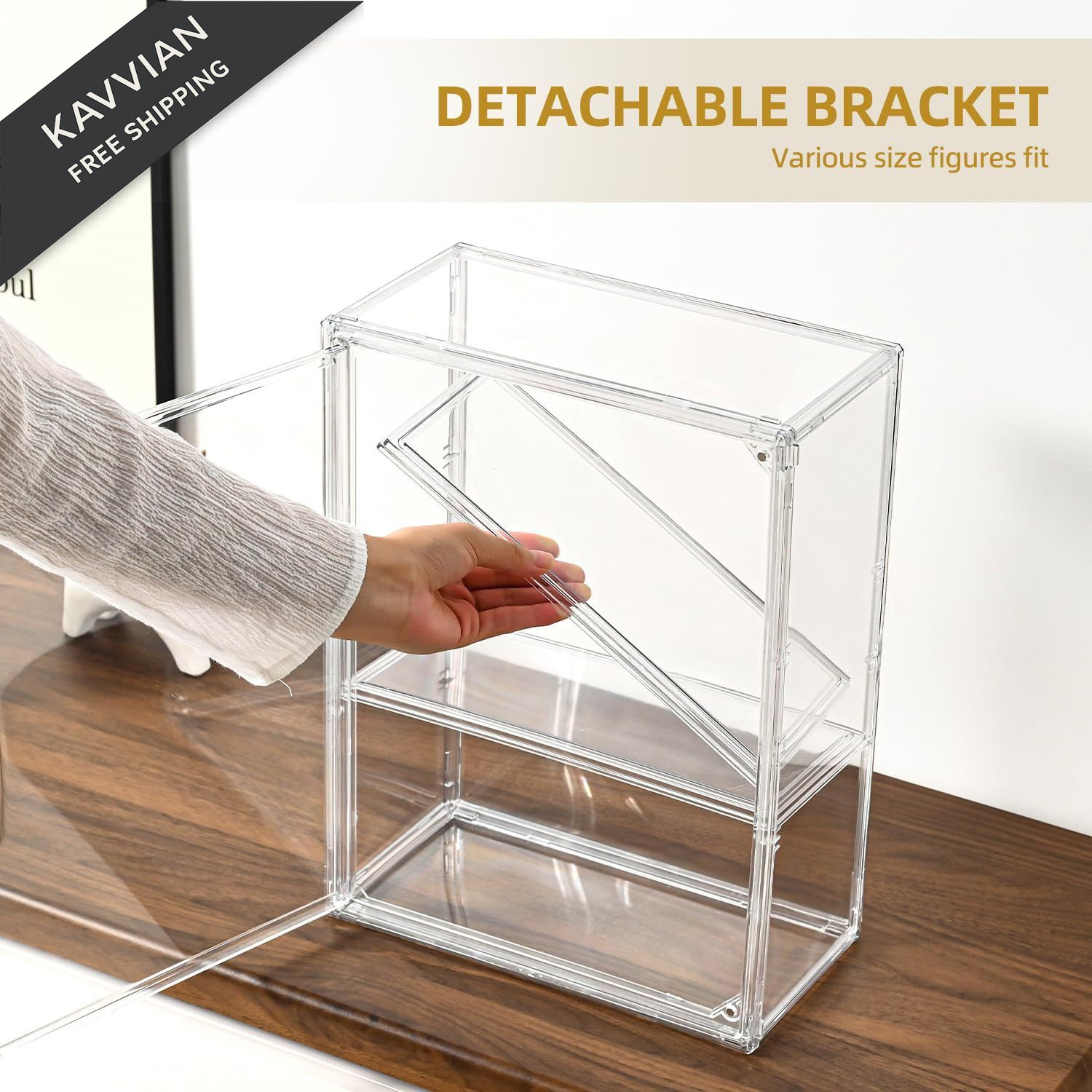 3 Tier Display Case for Collectibles,Clear Box Large 1 Pack, Clear
