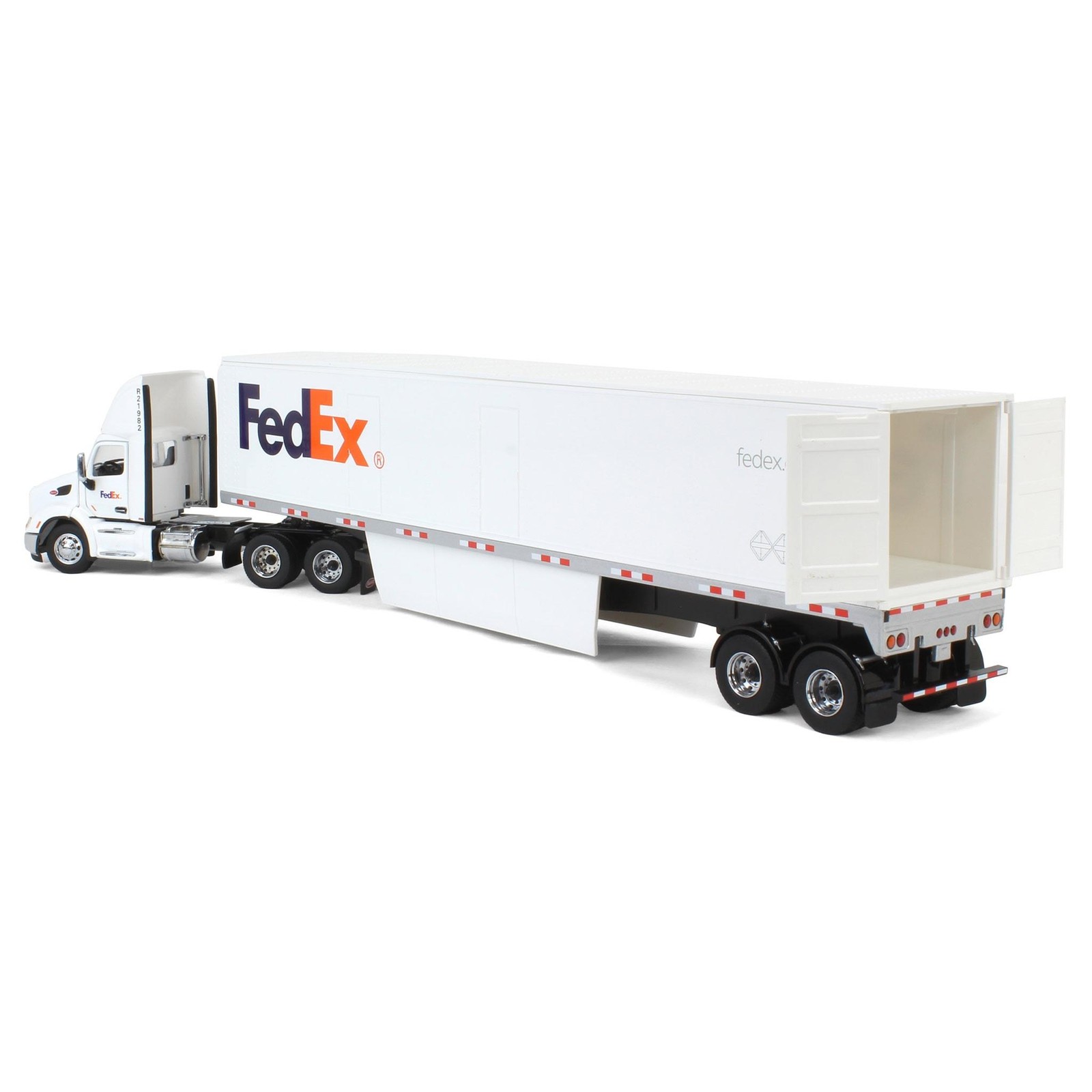 Diecast Masters 1/50 FedEx Peterbilt 579 Day Cab Tandem Axle Cargo Trailer 65160
