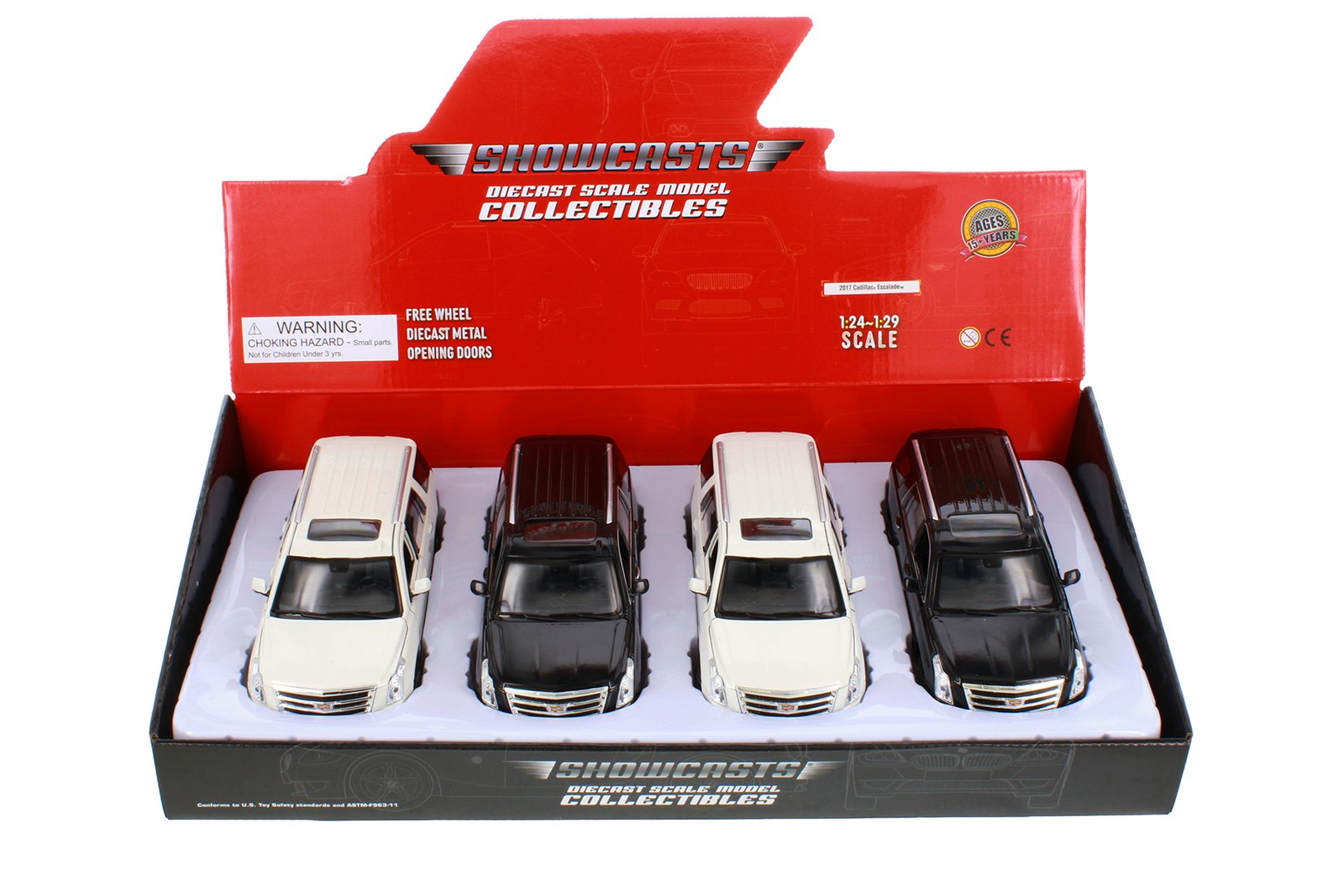 BOX OF 4 2017 CADILLAC ESCALADE SUV 1/24 DIECAST CAR SHOWCASTS 24084/4D