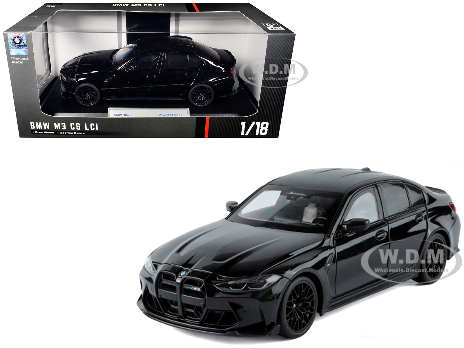 BMW M3 CS LCI BLACK 1/18 DIECAST MODEL CAR BY HEIMANBA H1292 BK