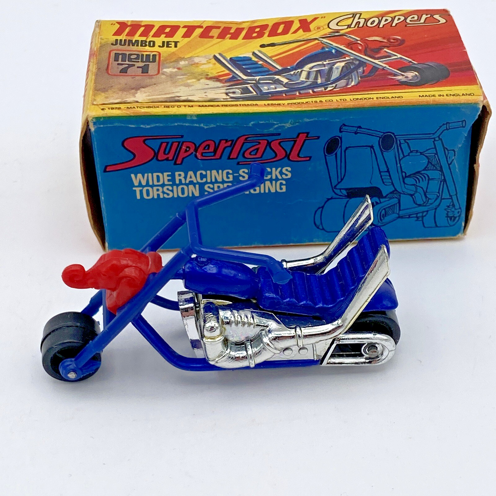 Lesney Matchbox Superfast Chopper Jumbo Set No 71 Blue with Box England 1972