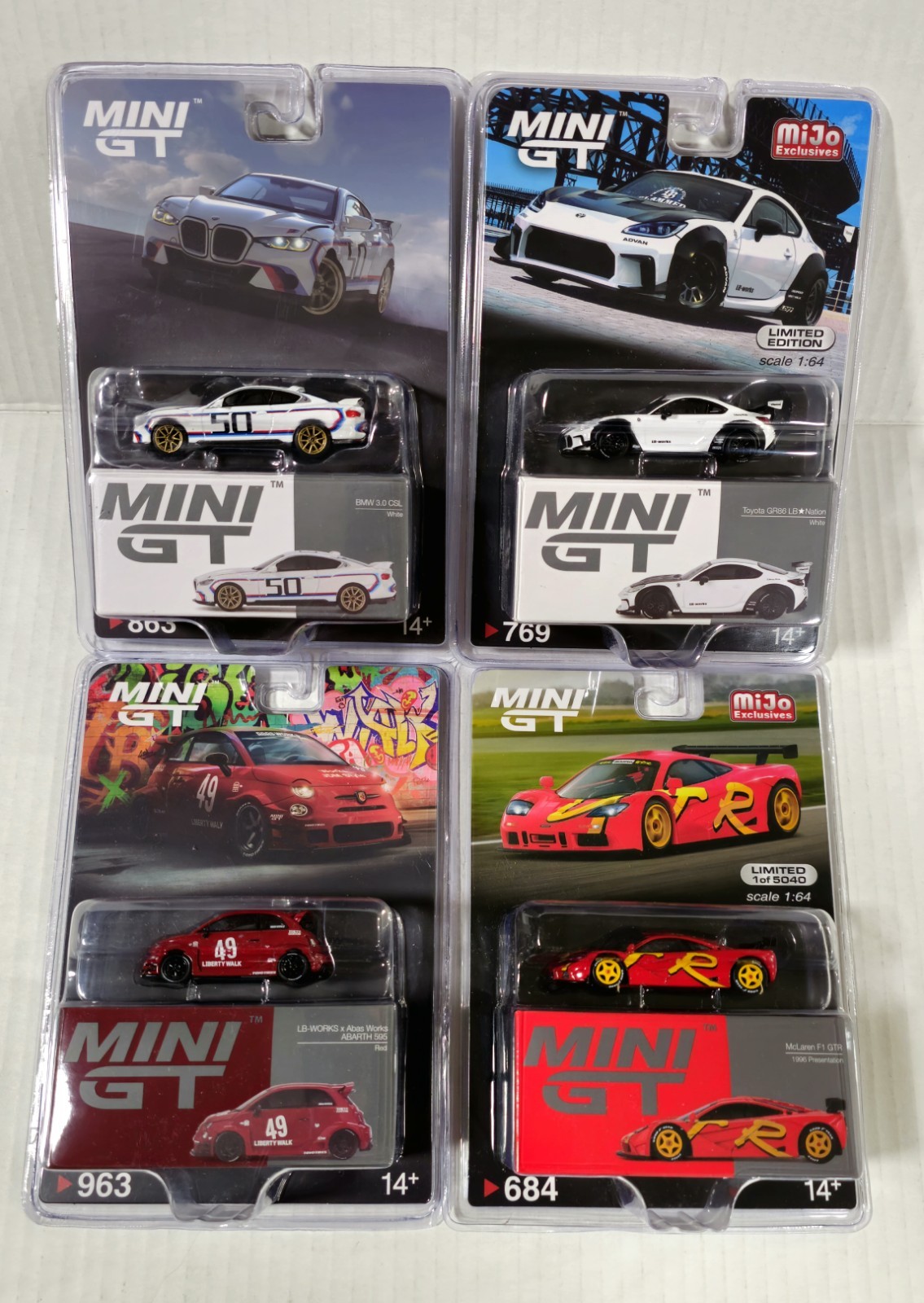 Mini GT 11 Cars Lot. McLaren BMW Acura Honda Porche Lamborghini Toyota Nissan