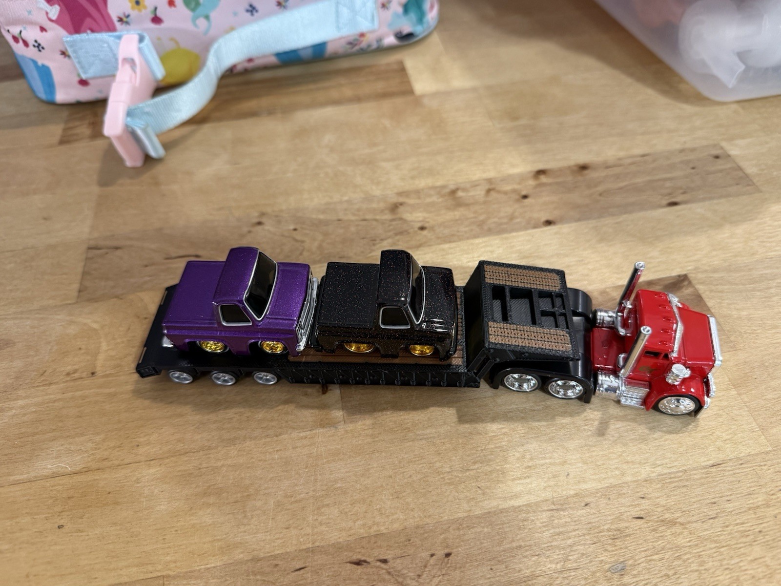 3D Printed Car Tuned Rig 2 Car Trailer 1:64