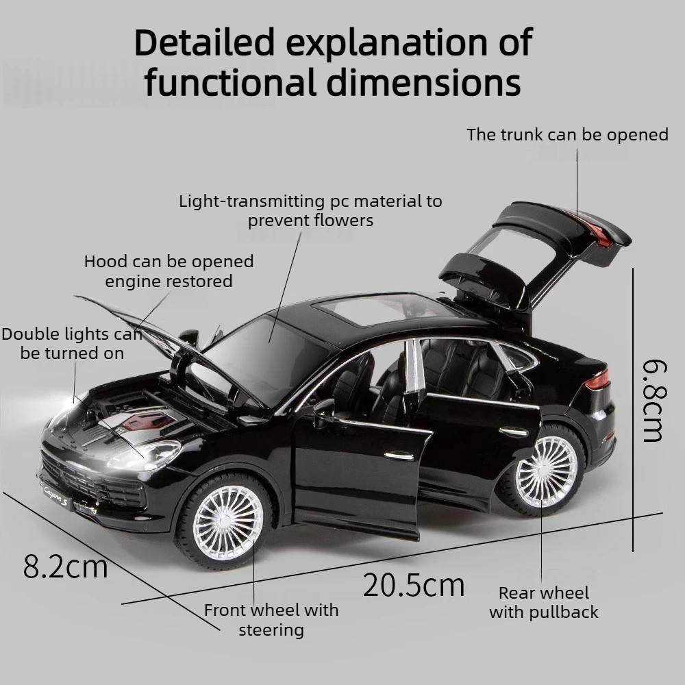 1:24 Porsche Cayenne S Classic Alloy Diecast Car Model Sound Light Collectible