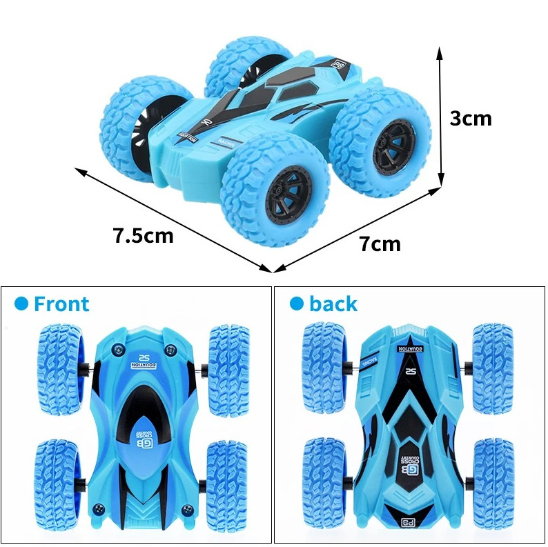 1 pc Pull Back Double-Sided Stunt Car Inertia Toy Shatter-Proof Vehicle for Kids