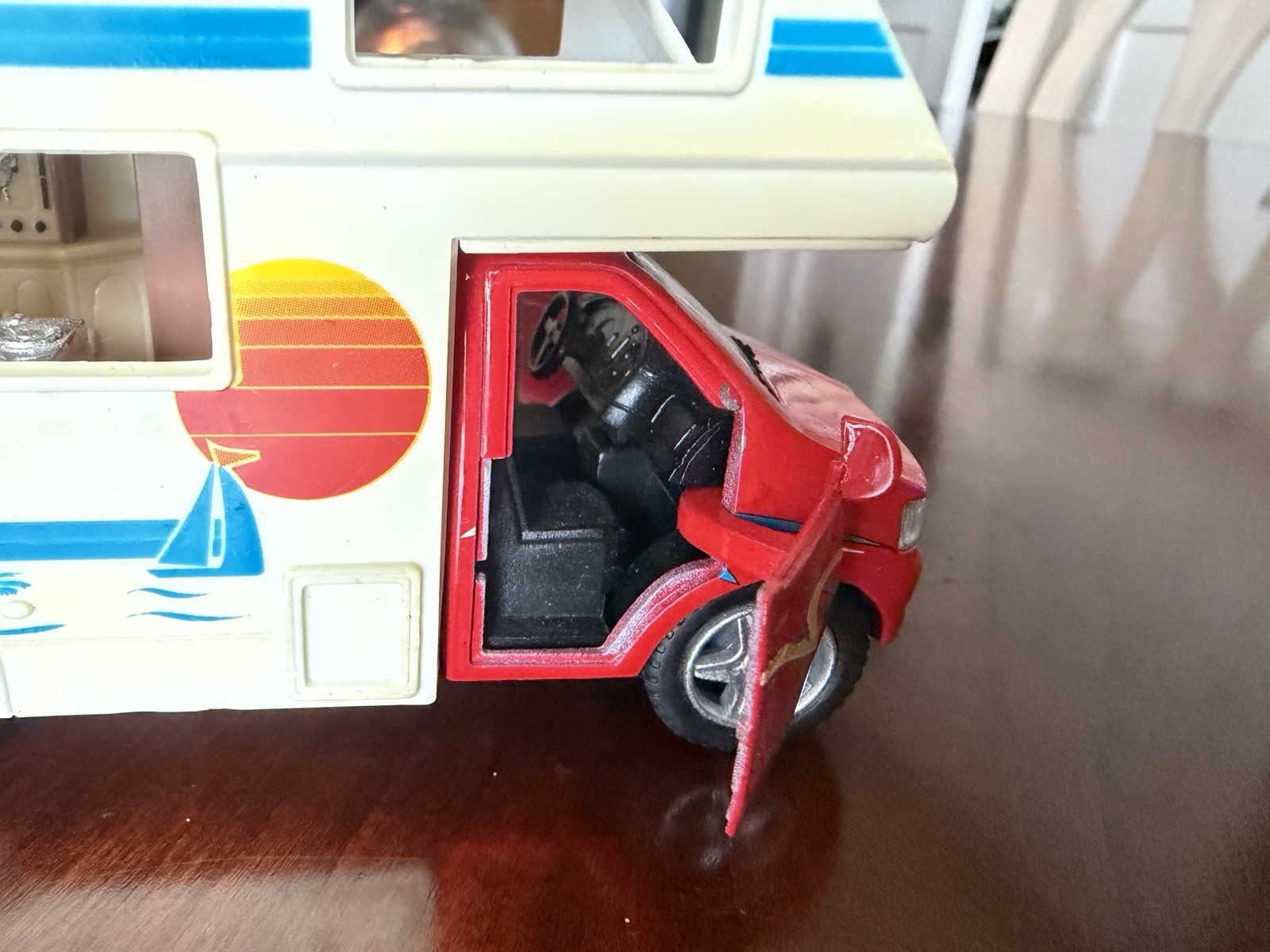 Kinsfun Ford E-350 Red Camper Van Fully Loaded 1/43 O Scale Diecast Vehicle