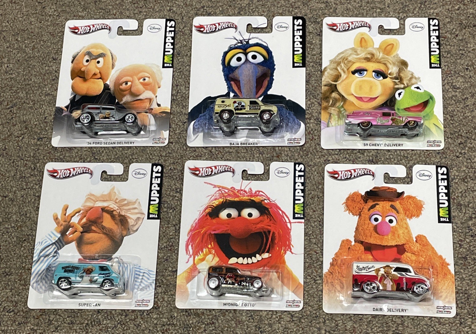 2012 Hot Wheels Pop Culture The Muppets Real Riders Complete Set of 6