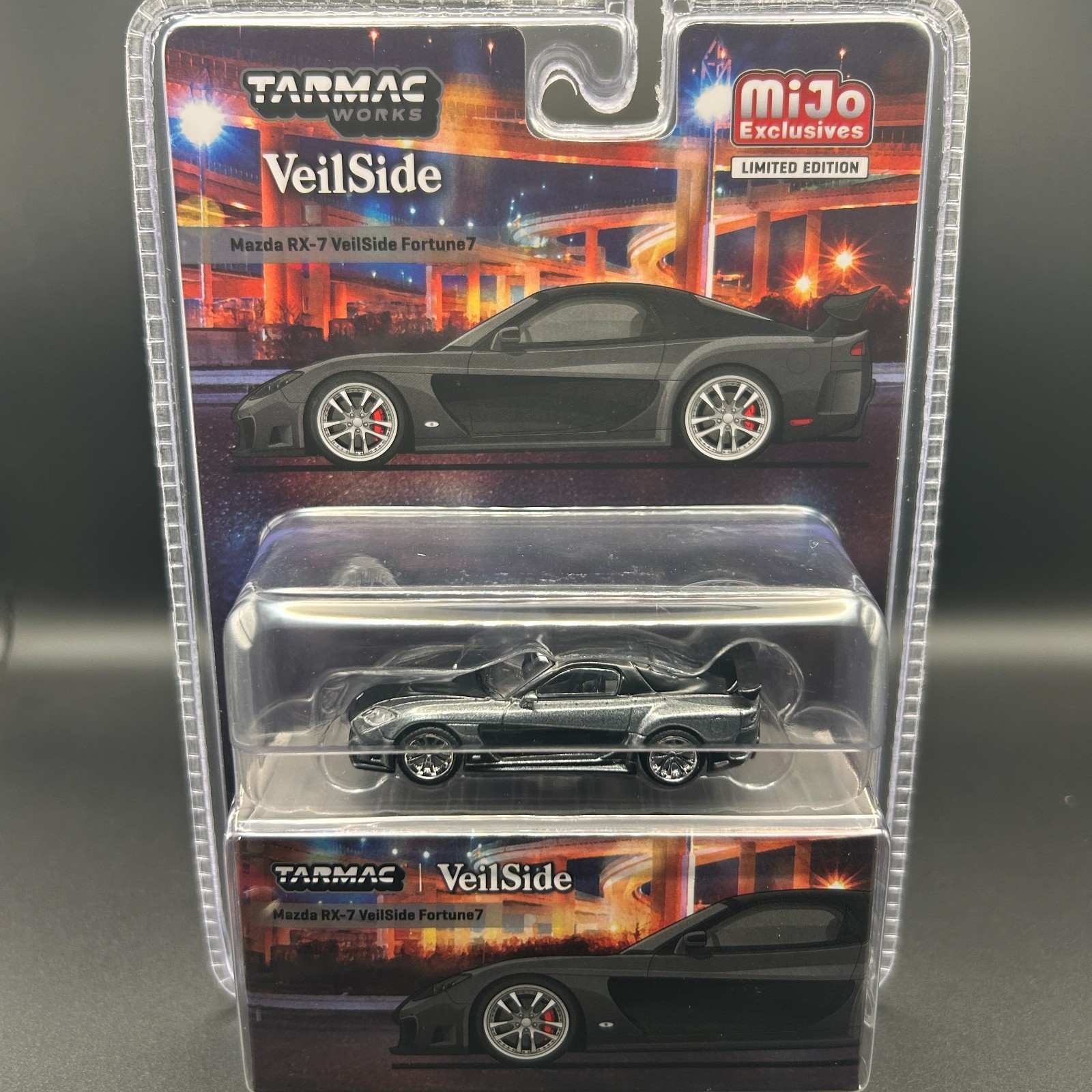 Tarmac Works 1/64 Mazda RX-7 VeilSide Fortune 7 Grey Metallic/Black