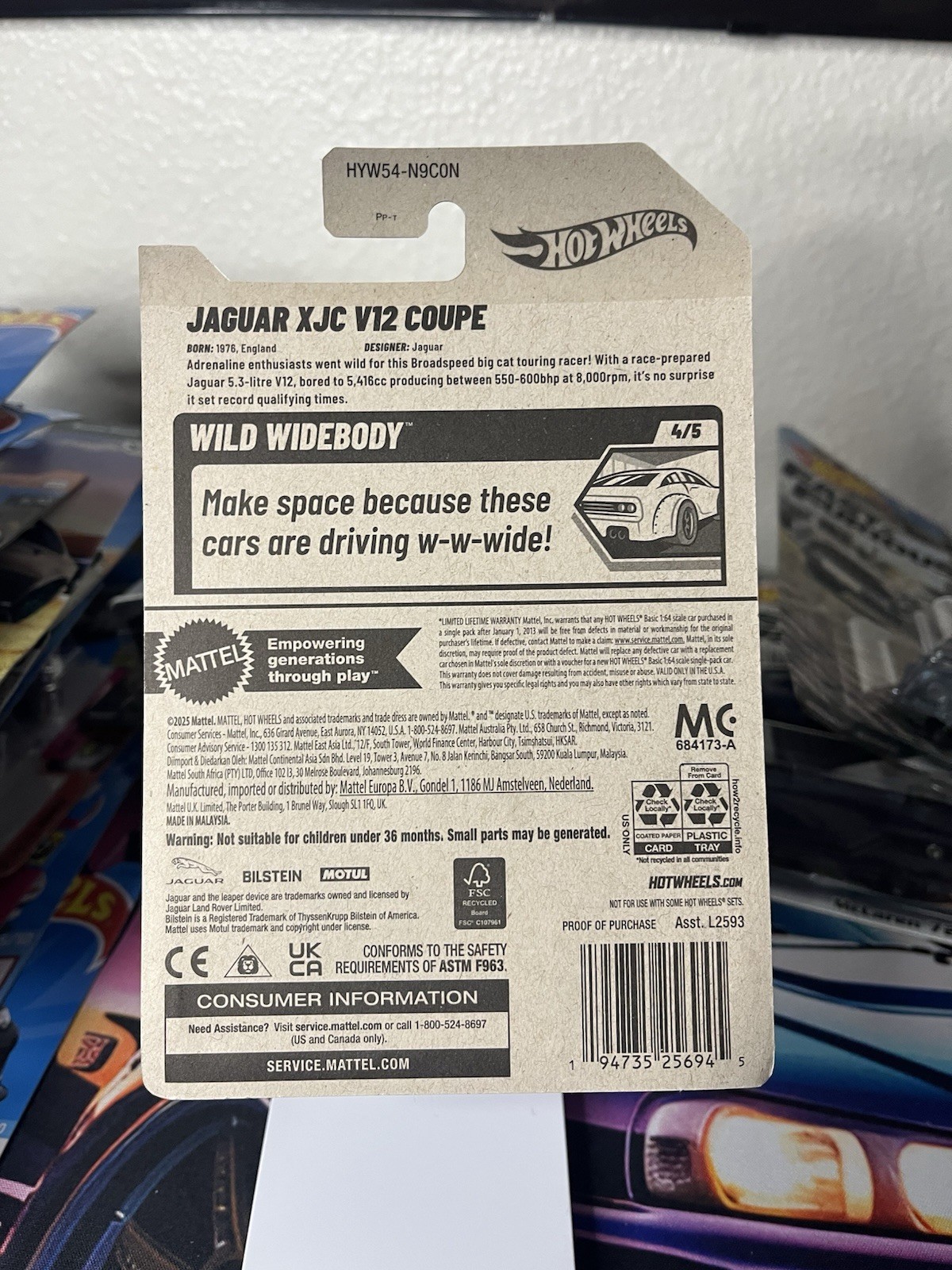 Hot Wheels Wild Widebody Jaguar XJC V12 Coupe 1:64 White Diecast Unopened Box