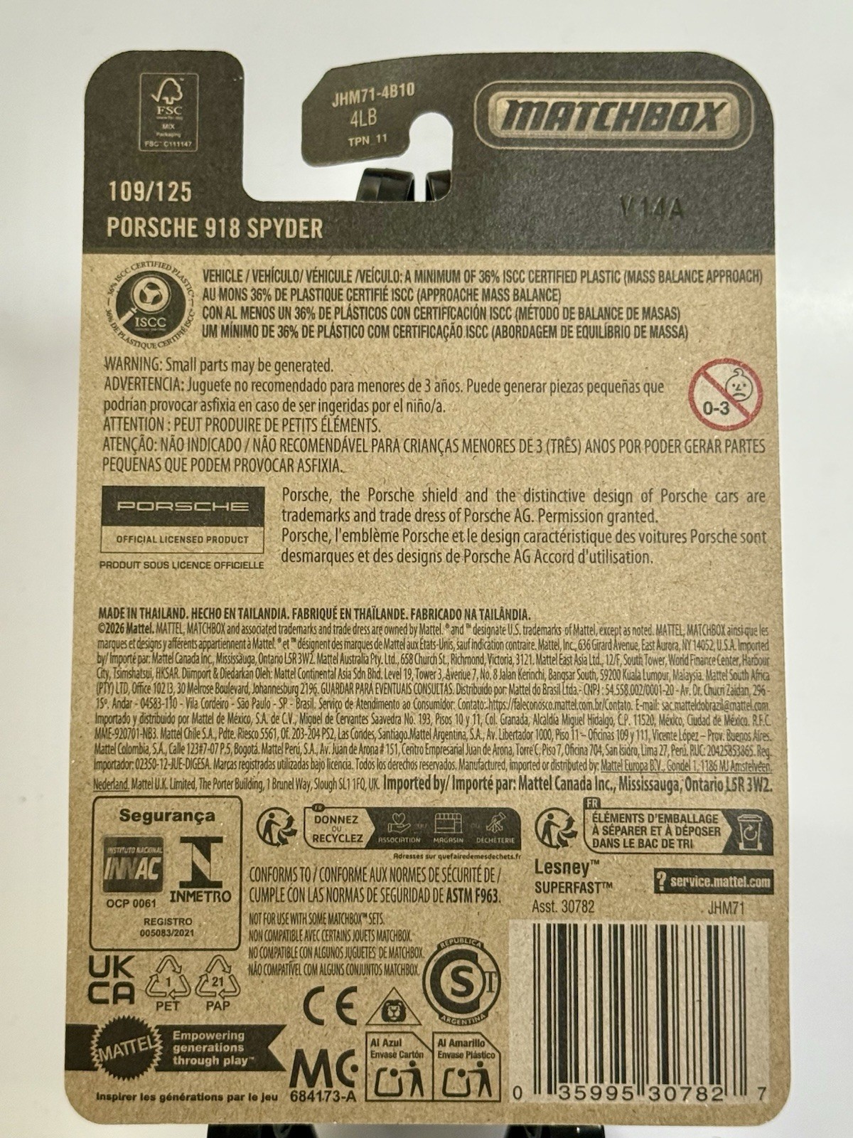 Matchbox 1-75 2014 Porsche 918 Spyder 1:64 Diecast W/Case
