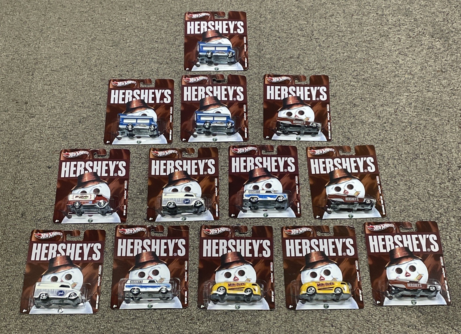 Lot of 13 Hot Wheels 3 Hershey’s 2 mini 2 York 2 Milk Dud 3 Almond Joy 1 Mounds
