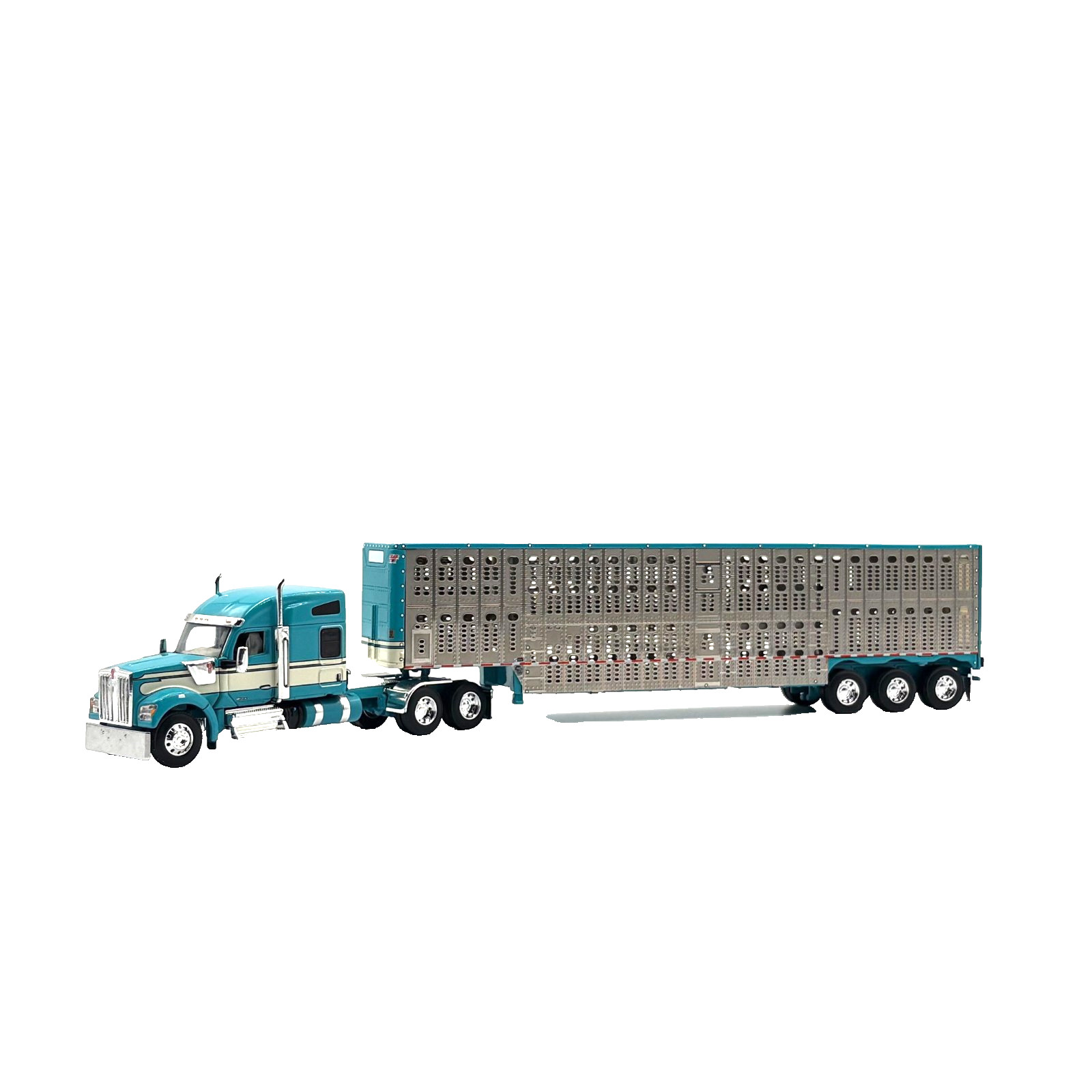 DCP 1/64 Kenworth W990 76″ Mid-Roof Wilson Silverstar Livestock Trailer 60-1896