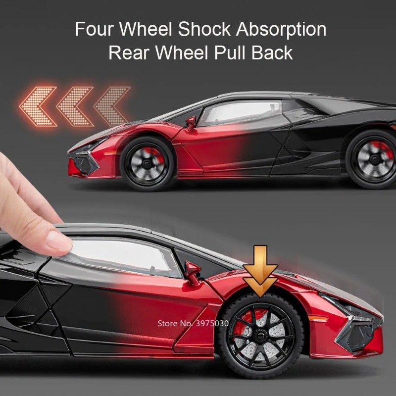 1:24 Lamborghini Revuelto Alloy Diecast-Cool Sound Light Pull-Back Car Toy Gift