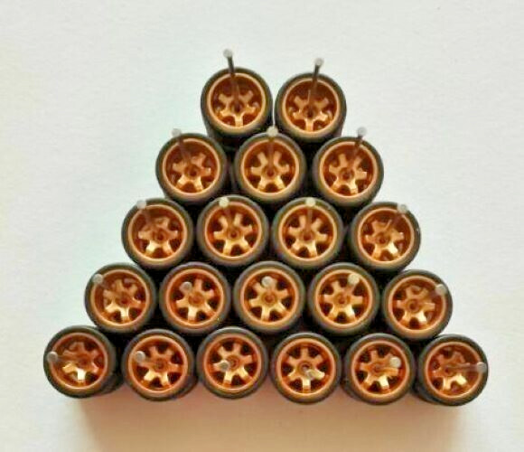 10 Sets – Gold TE37 6 Spoke – Hot Wheels Rims & Real Riders Rubber Tires 1/64