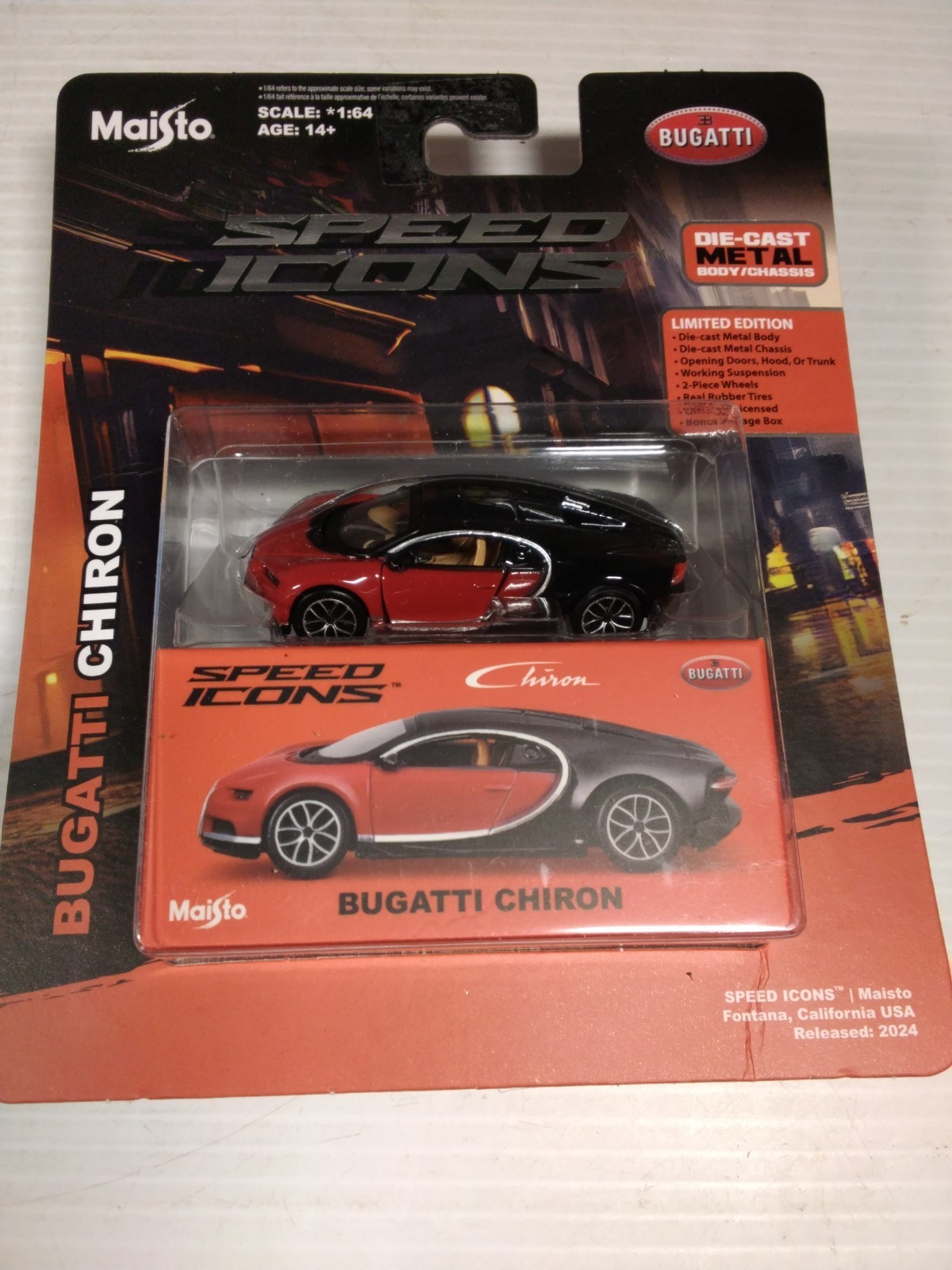 Maisto Bugatti Chiron Red Die Cast Car Model 1:64 Scale