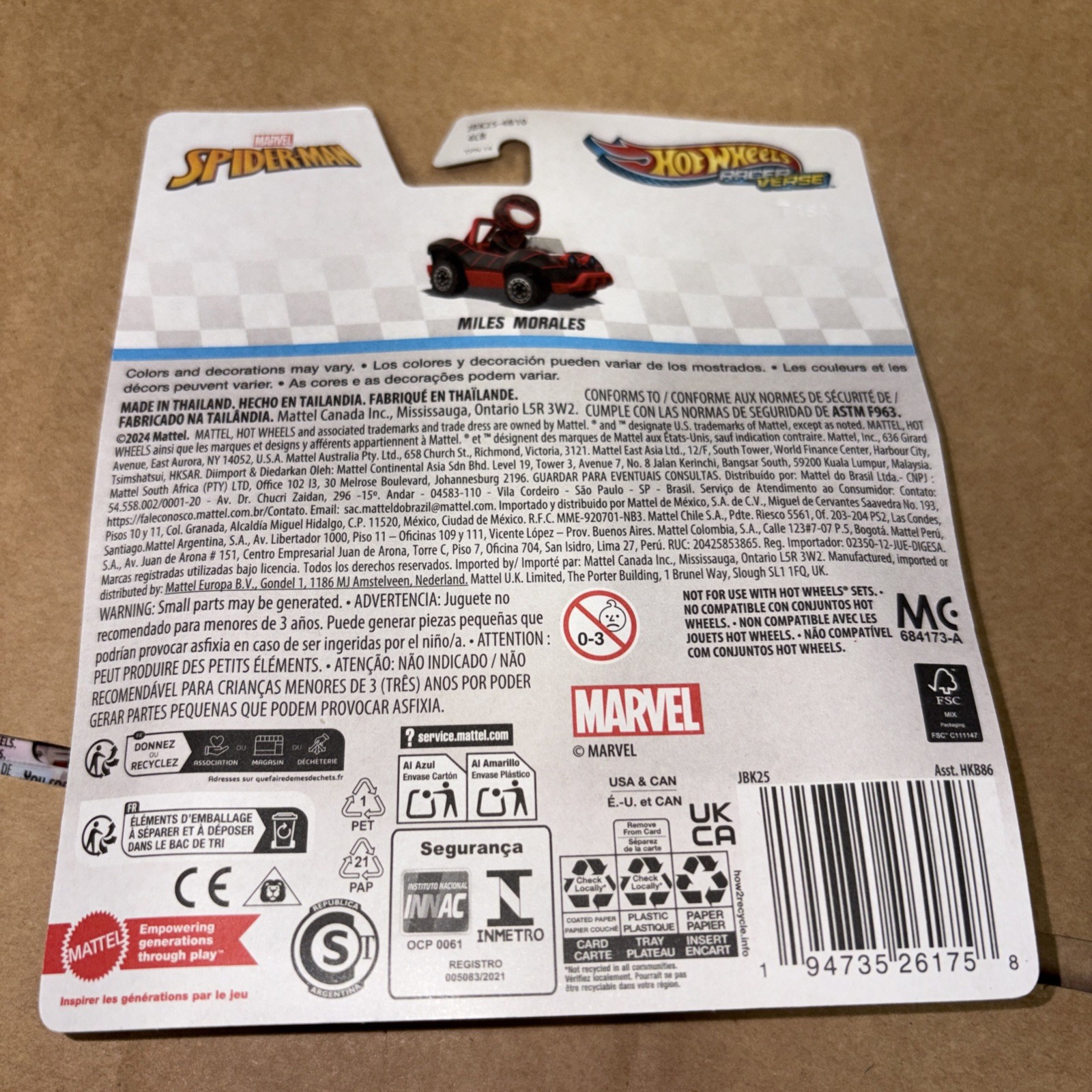 2025 Hot Wheels Racer Verse Marvel Spider-Man MILES MORALES NEW Card Creased