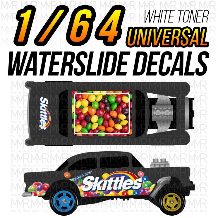 1/64 Scale SKITTLES M&M TOOTSIE White Toner Universal WaterSlide Decals for Hot