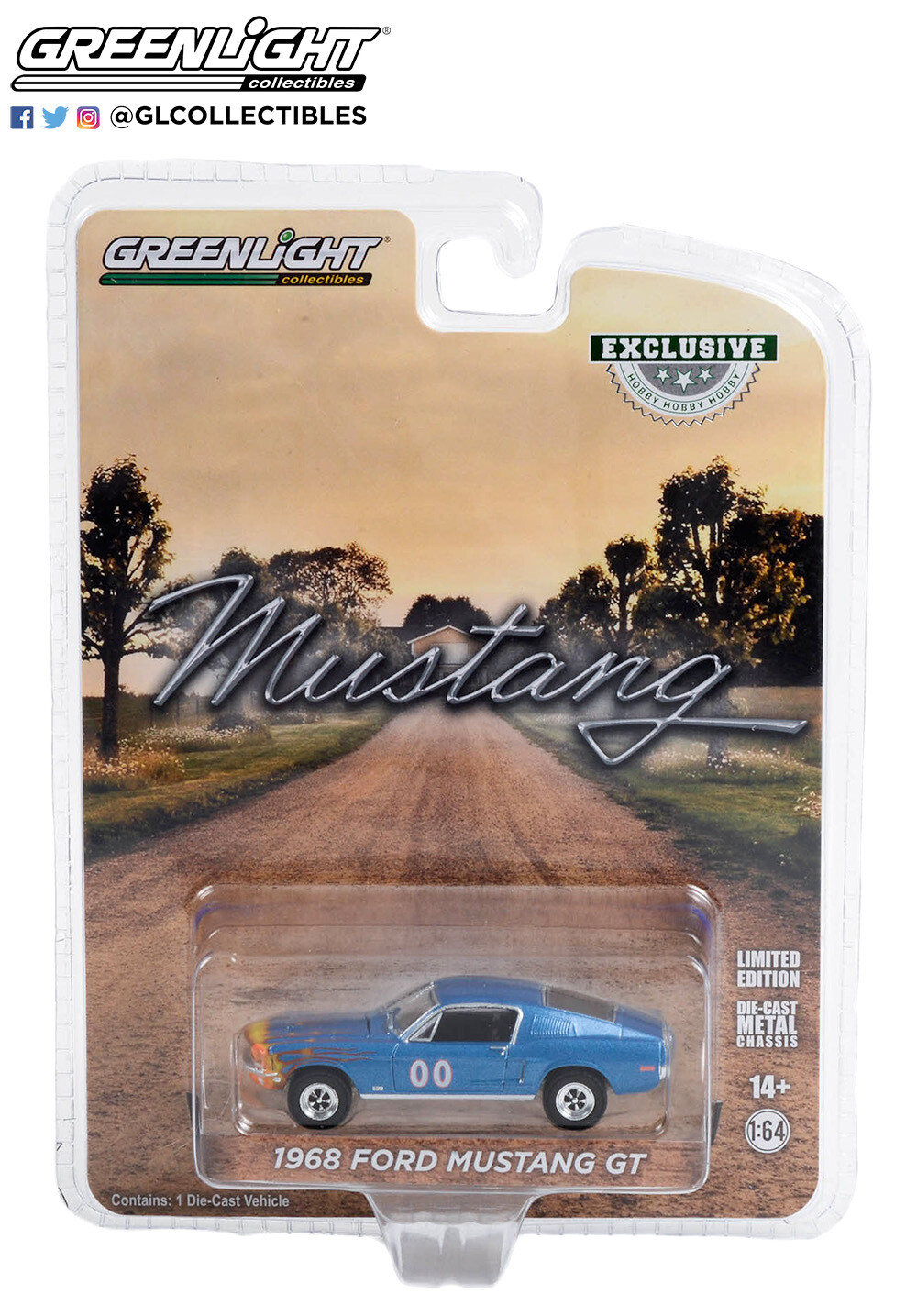 Greenlight Hobby Exclusive 1968 Ford Mustang GT Fastback Race Car #00 – 30328