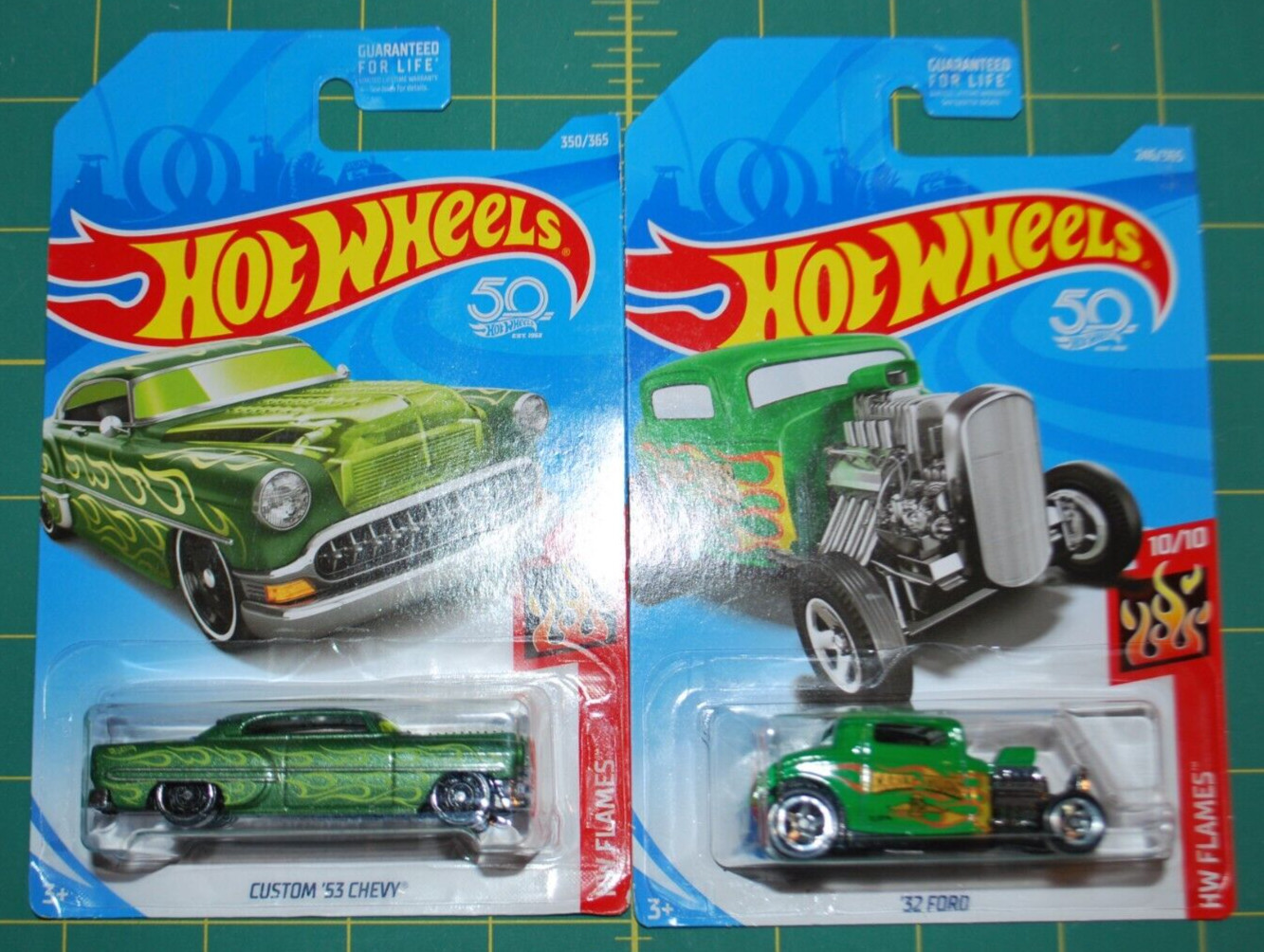 2X – 2018 Hot Wheels – Early Times ’32 Ford & Custom ’53 Chevy – HW Flames