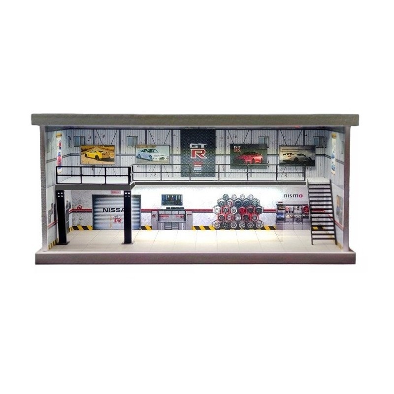 Diorama 1/64 Diecast Car Garage Model LED Street Building Multi-store Display US
