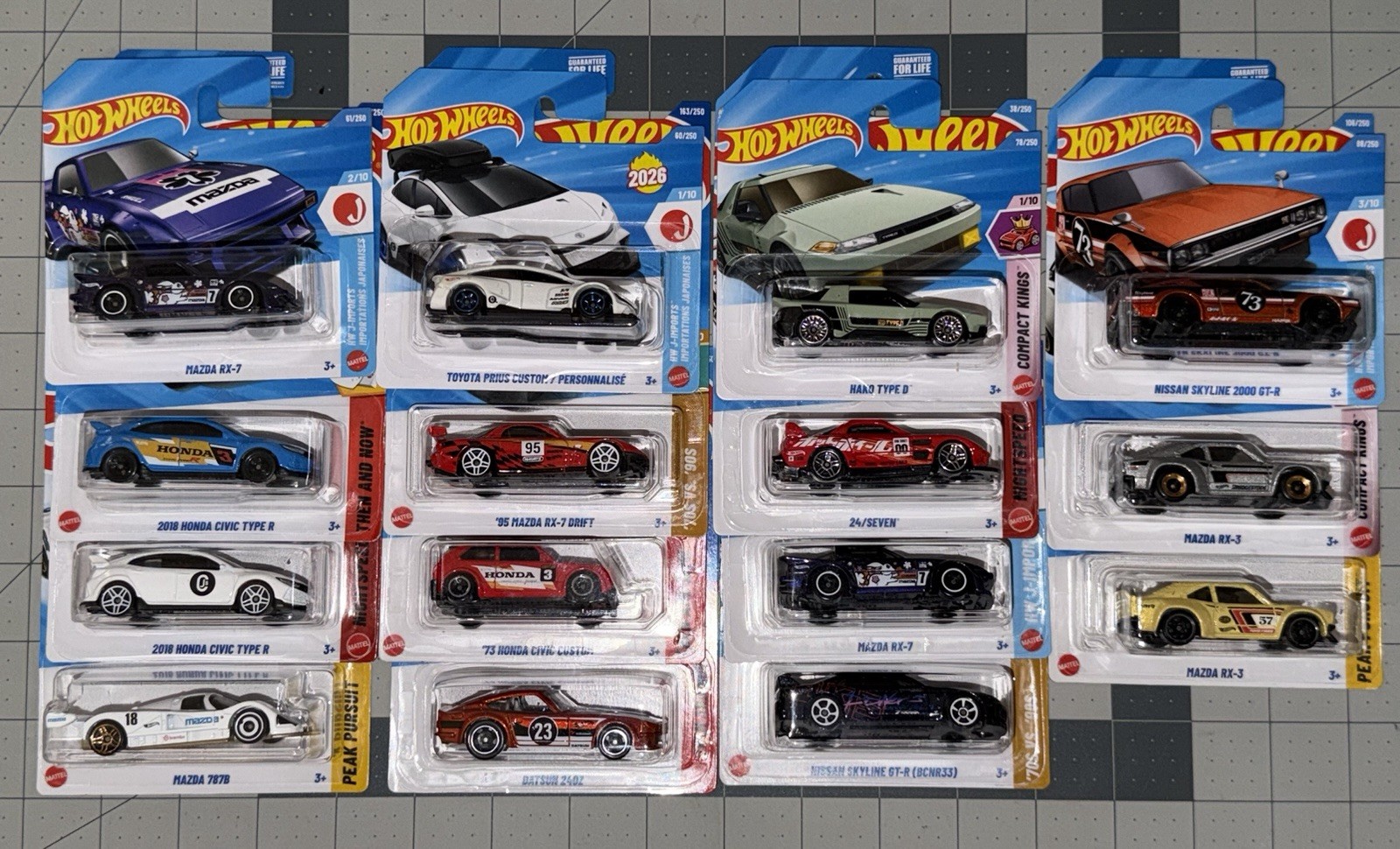 Hot Wheels JDM lot of 15 Nissan Skyline GTR Mazda RX7 Datsun Toyota Honda