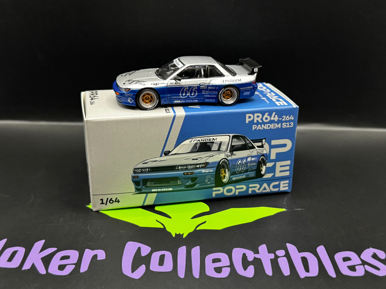 Pop Race Pandem Nissan Silvia S13 Moontech Blue & Silver PR64-264