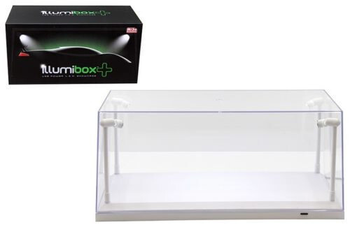COLLECTIBLE DISPLAY CASE W/LED LIGHTS & WHITE BASE 1/24-1/18 BY ILLUMIBOX 14005