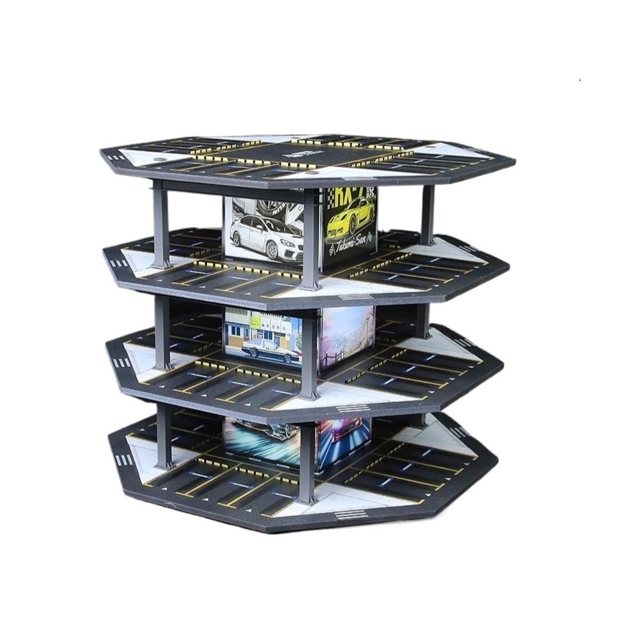 1/64 Diorama Diecast Garage Model LED Lighting Parking Lot Scene Display Case US