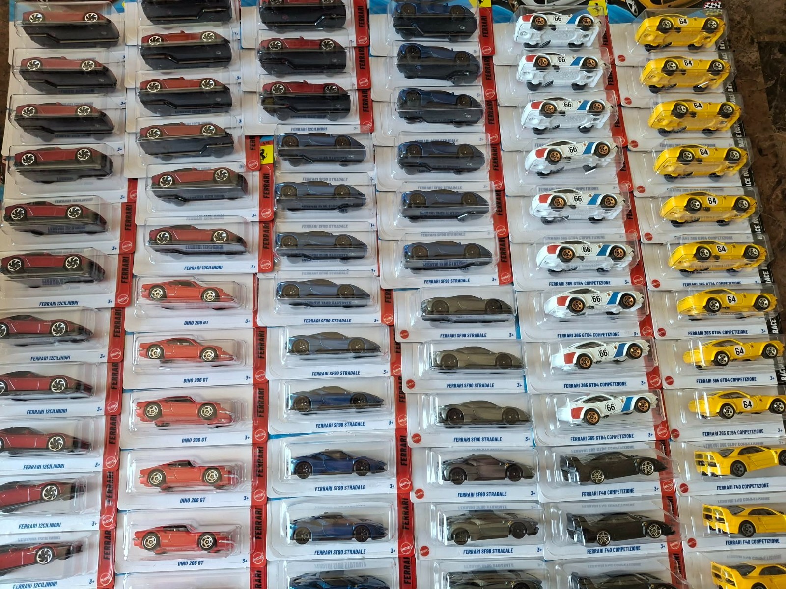 Hot Wheels Ferrari Lot of 72 in Case: Stradale/Competizione/Dino/GTB4/12Cilindri