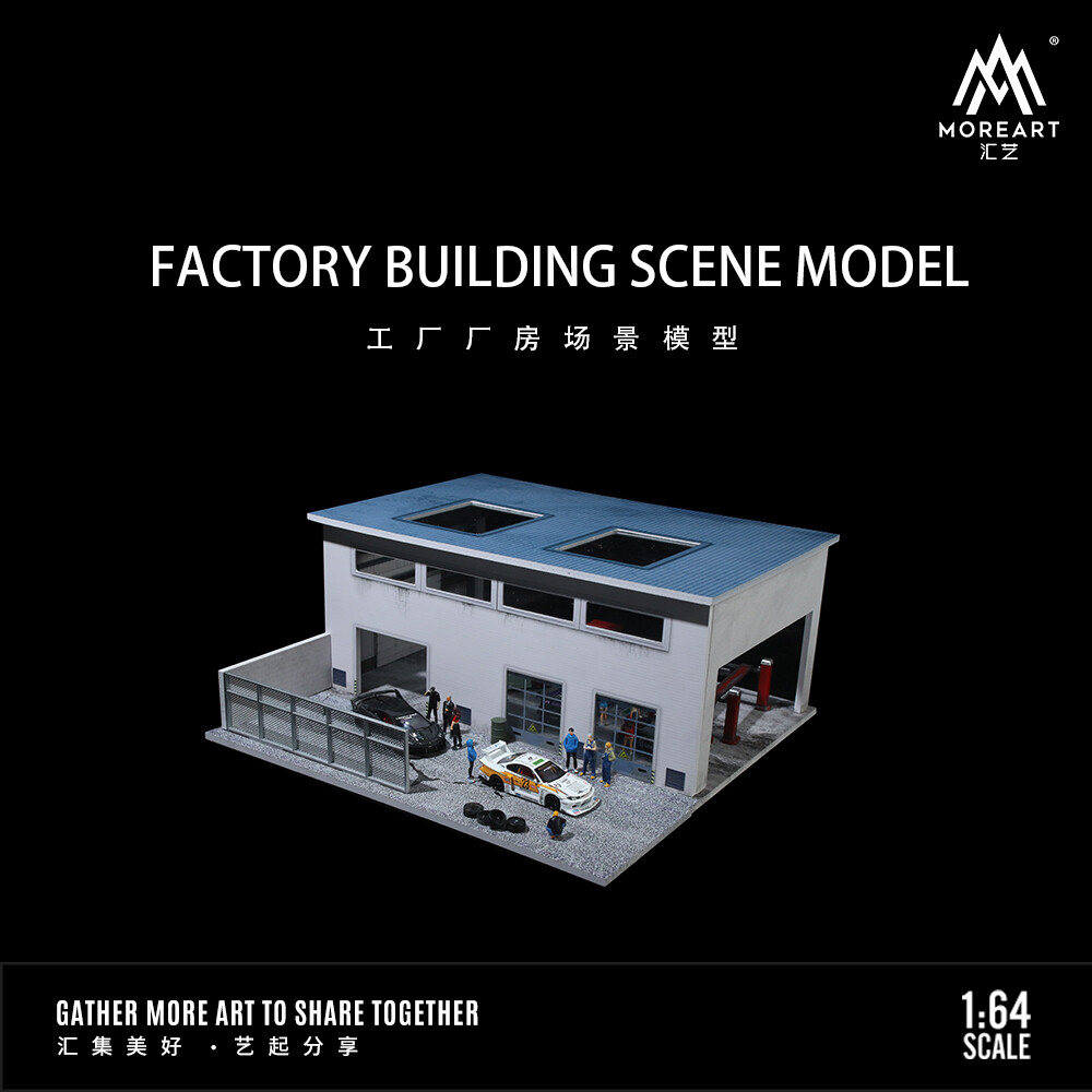 1/64 Diorama Car Garage Model LED Lighting City Factory Building Model Scene US