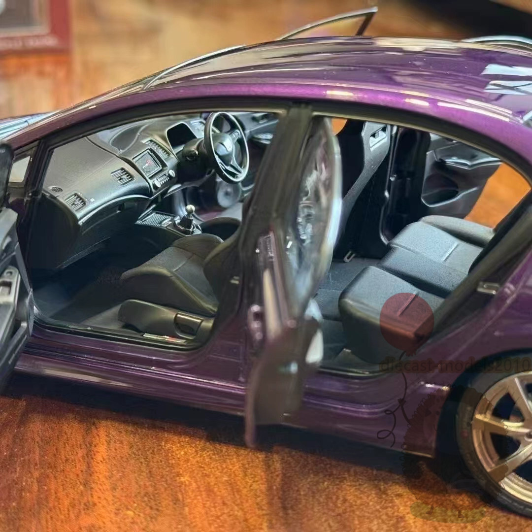 MH 1:18 Honda Civic Type R FD2 2007 Alloy Model Car Hobby birthday Gifts Purple