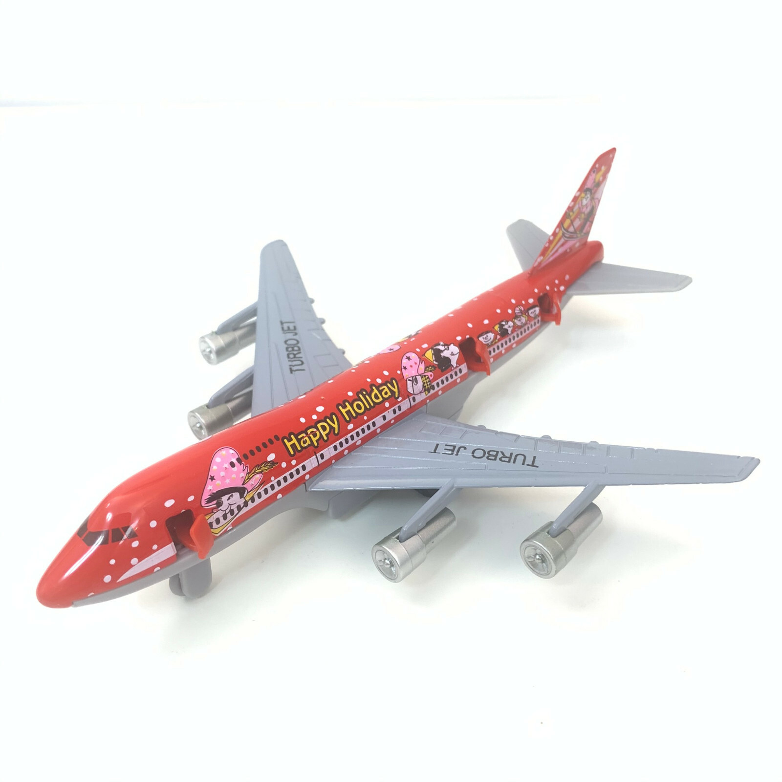 Turbo Jet 747 Airplane, Happy Holiday, USA, Super Resort, Diecast Metal, 7.25”