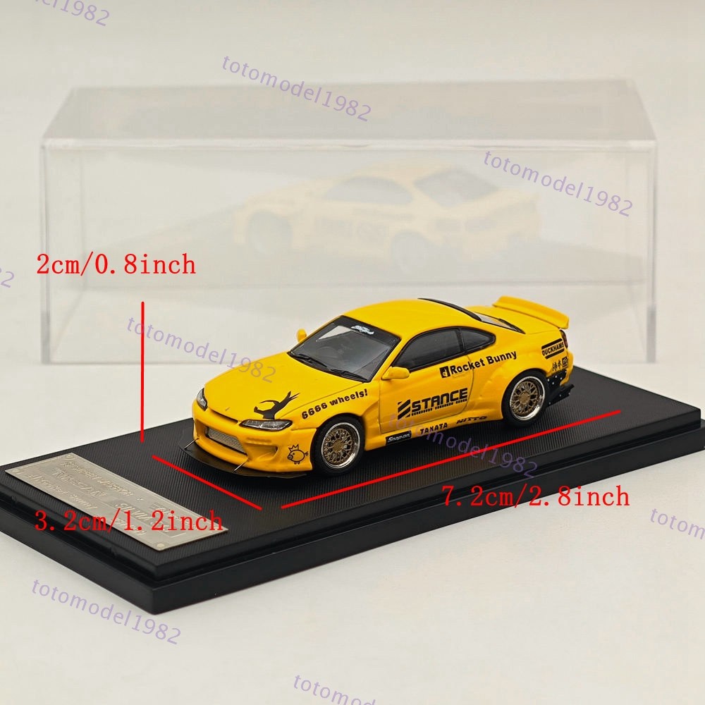 SW 1/64 Nissan Silvia S15 Pandem Rocket Bunny Yellow Diecast Model Car Limited