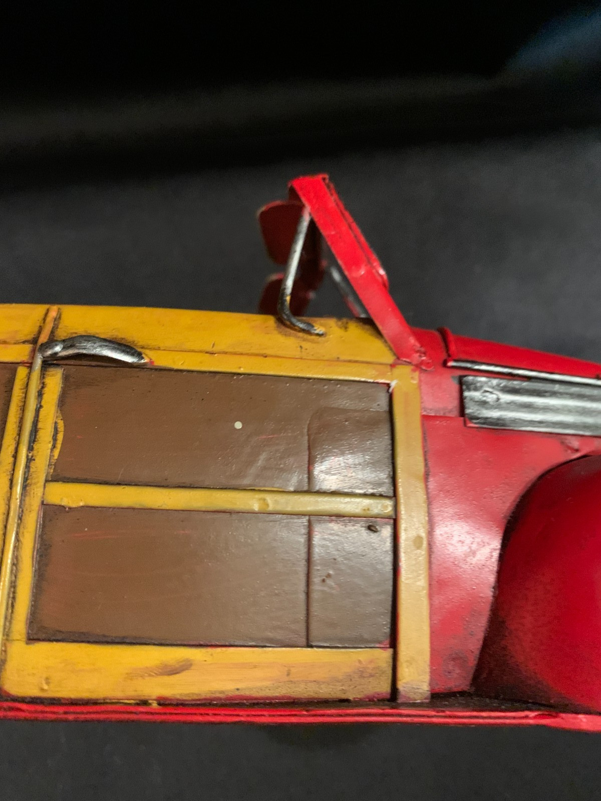 1940’s Woody Convertible w/Trailer Camper Display Tin Toy | Antiqued | New/Box