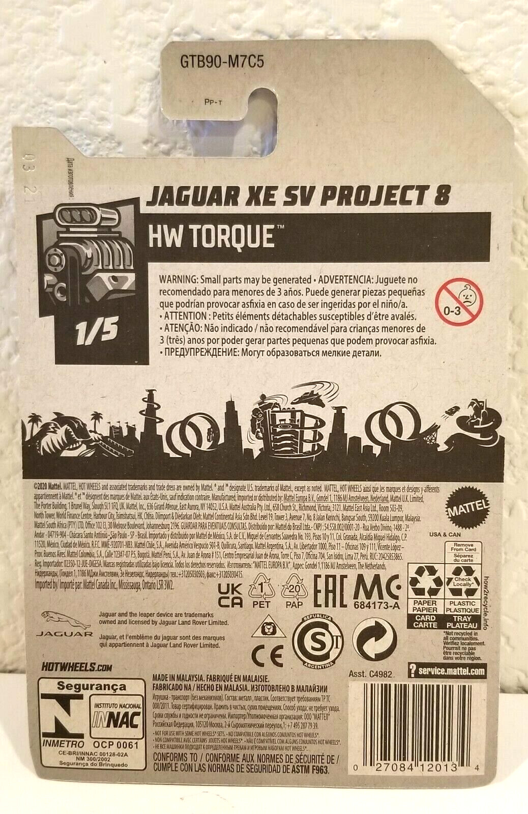 Hot Wheels Black Jaguar XE SV Project 8 #85 HW Torque 1/5 GTB90-M9C0J AWESOME
